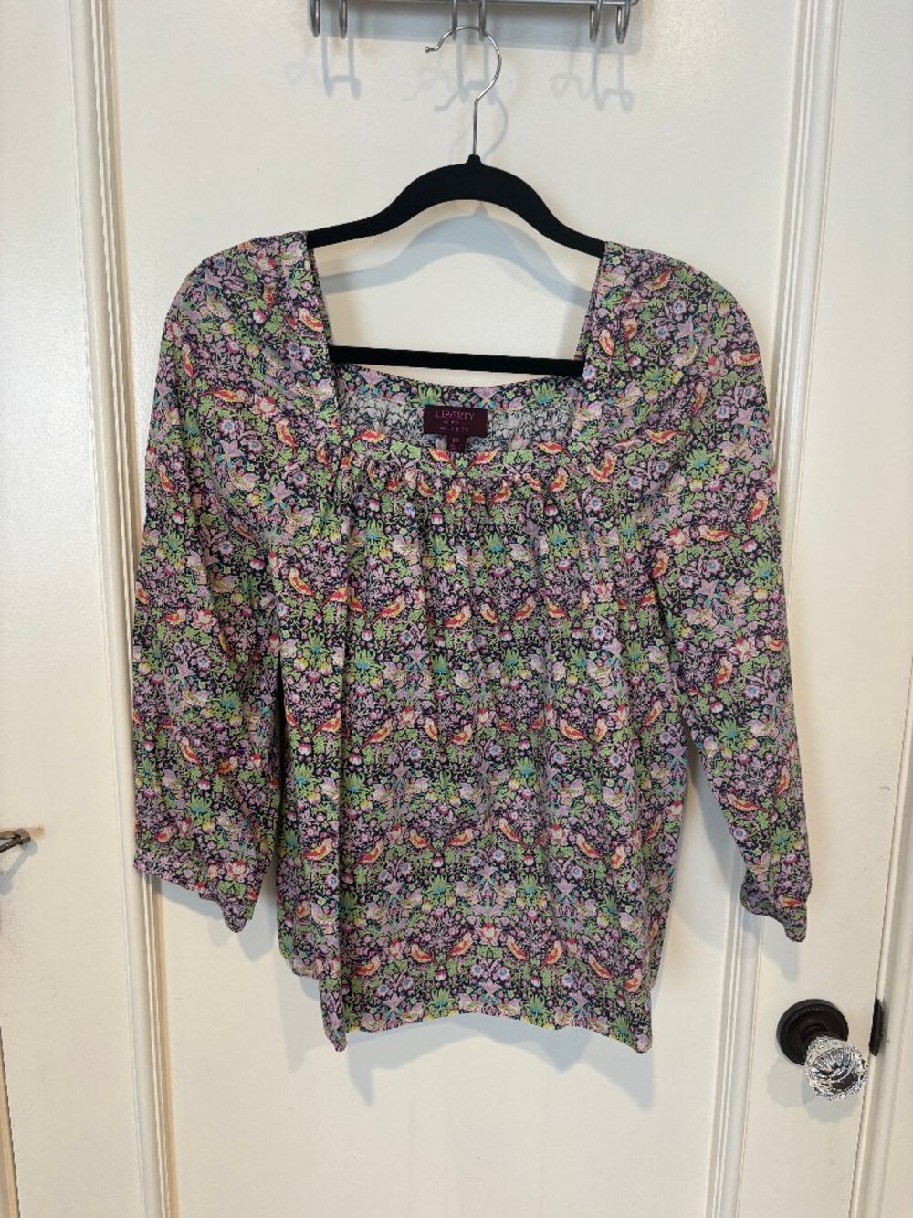 J. Crew Liberty Print Square Neck Blouse (10)